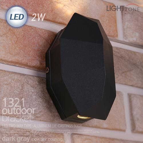 LED 1321 거북이 외부벽등 2W (다크그레이)
