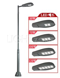 [LED]가로등 S1661(E) 스웨징 (Ø140-76/ 4.10M/ 고효율/ LED 50~120W)