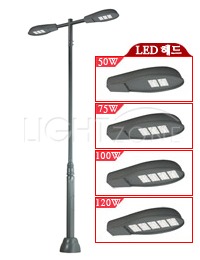 [LED]가로등 S1686(E) 스웨징 2등 (Ø140-76/ 4.10M/ LED 50~120Wx2)/ (고효율)