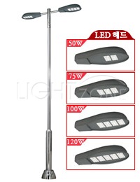 [LED]가로등 S1621(E) 스텐 2등 (Ø127-76/ 4.00M/ LED 50~120Wx2)/ (고효율)